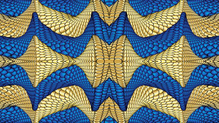 Gold and blue abstract symmetric backgrounds is computer graphics and can be used in the design of...