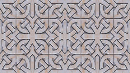 Abstract background with symmetrical beige patterns. Can be used for prints on fabrics and clothes, in the interior.の写真素材