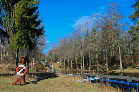Sweden, Varmland, Berglags Canal with a lock system for the transport of shipsの写真素材