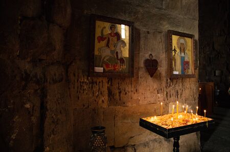 The old Church in the twilight of a Christian cross. The concept of religion.の写真素材