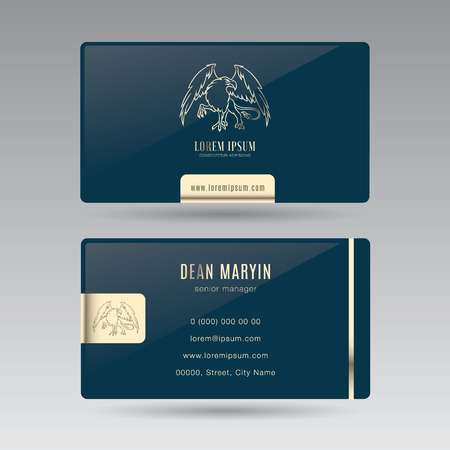 Two-sided horizontal Luxury Business Card with Griffinのイラスト素材