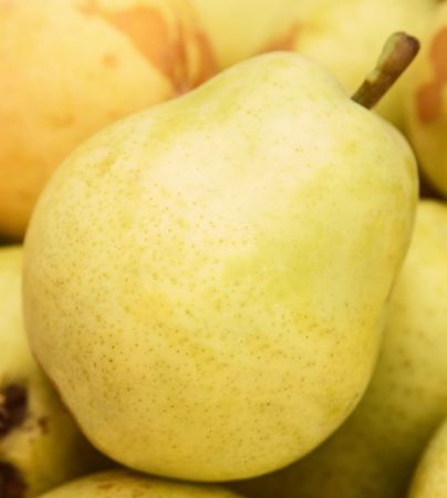 Ripe yellow pear close upの写真素材