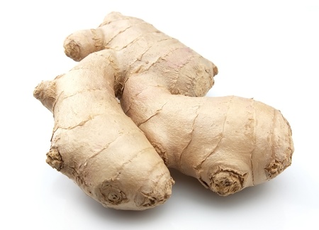 Ginger root in isolated white backgroundの写真素材