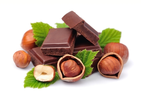 Chocolate with hazelnuts closeup Chocolate with hazelnuts closeup