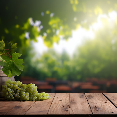 background for advertising. Ripe grapes on the background of a green garden. Generated AIの素材