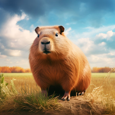 Capybara close-up on backgrounds nature.の素材