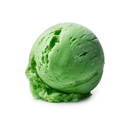 Spirulina ice cream ball on white backgrounds. Healthy food ingredient.Superfood.の素材
