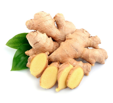 Ginger root in isolated white background.