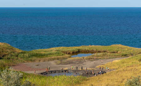 Russia. Krasnodar July 07, 20019 Mud lakes on the coast of the Sea of Azov.のeditorial素材