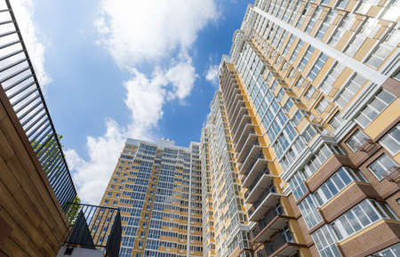 New modern residential building. Buildings facade. New modern districts of the city.