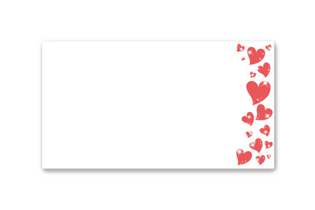 White and red hearts on a blurred red background. Greeting cards, invitations, celebration conceptの写真素材