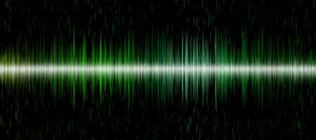 Green sound wave background on black background for music, technology and sound projectsの写真素材