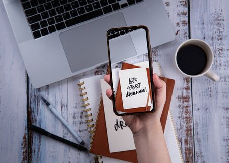 Studying on a computer or distance learning and working through the Internetの写真素材