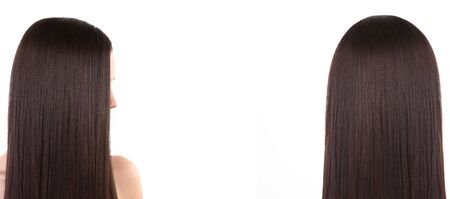 girls with long straight healthy dark hair.の写真素材