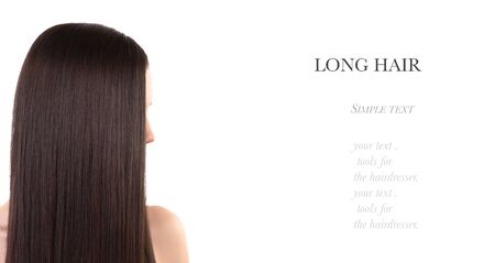 girl with long straight healthy dark hair.の写真素材