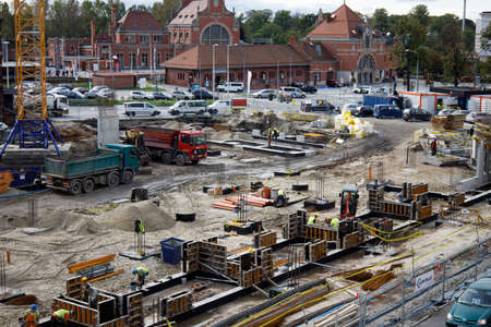 construction site of the bus station.October 6, Opole, Poland.のeditorial素材