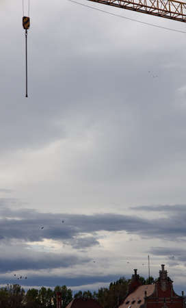 lifting crane at the construction site of bus station. October 6, Opole, Polandの写真素材