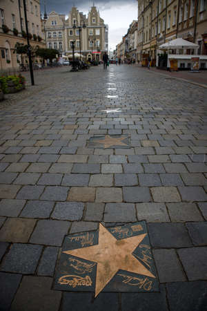 alley of stars on the central square of Opole, Poland, 10.10.2020のeditorial素材