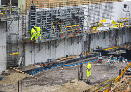 workers at the construction site of the bus station Poland. Opole .12 .10 .2020のeditorial素材