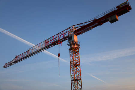 Liebherr construction crane at sunset Poland Opole 08.10 .2020のeditorial素材
