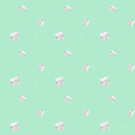 green gift boxes on green background. Seamless pattern, holiday concept . High quality photoの写真素材