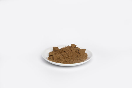 kyst al hindi poured on a white plate on a light background. High quality photoの写真素材