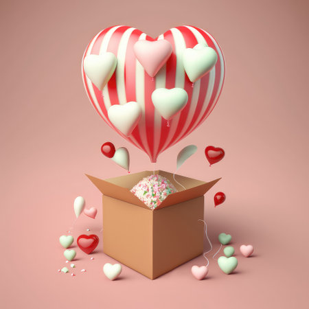 heart-shaped chocolate balloon with a box of colorful candies. concept of the holiday. Valentines Day. Generative AIの写真素材