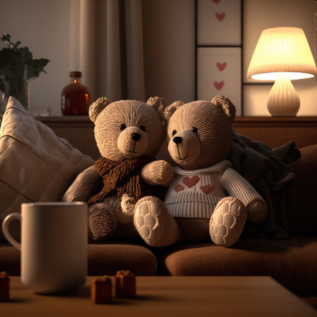 teddy bears with hearts. holiday concept, gift.Generative AIの写真素材