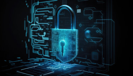 closed padlock as a symbol of cyber security in digital space. generative AI.