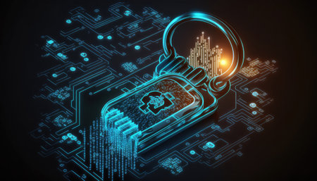 closed padlock as a symbol of cyber security in digital space. generative AI.