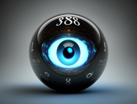futuristic Magic ball with prediction and magic numbers. generative AI