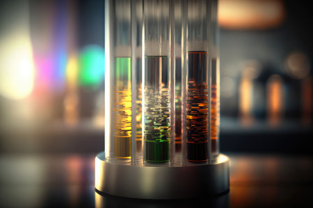 test tubes are on a table in the laboratory. Generative AIの写真素材