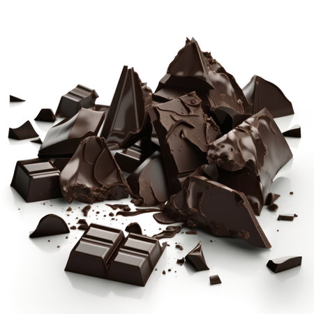 pieces of dark chocolate isolated on a white background. generative AIの写真素材