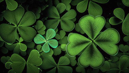 a green cylinder and clover are a symbol of the celebration of Saint Patrick Day. background of four leaf clover.generative AIの写真素材