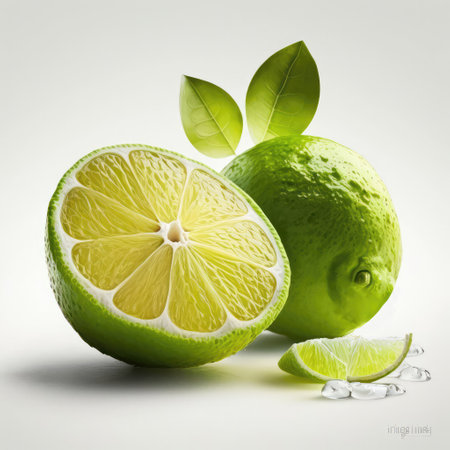 lime green isolated on white background.generative AI.の写真素材
