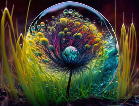 abstract background. psychedelic macro image of plants. generative AI