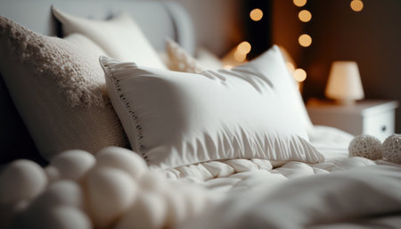 decorative light pillows made of natural fabrics to decorate the home and create coziness. generative AIの写真素材