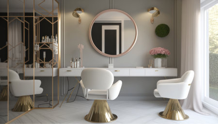 image of the design of a bright beauty studio, hairdresser. generative AIの写真素材