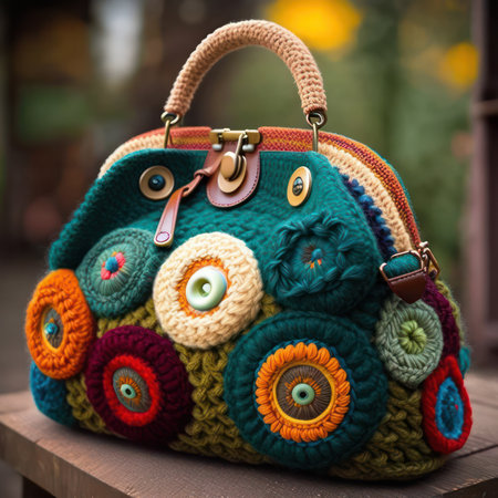 extravagant knitted bag. model generated by AIの写真素材