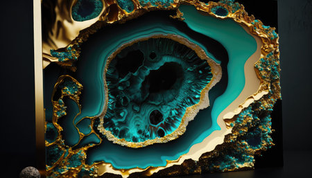 druse. cut natural semi-precious stone with crystals inside. generative AIの写真素材