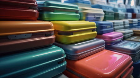 warehouse of finished products of the plant for the manufacture of plastic suitcases and boxes. generative AIの素材