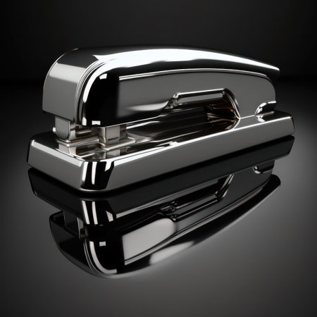 metal stapler on a black background. office supplies. generative AIの写真素材