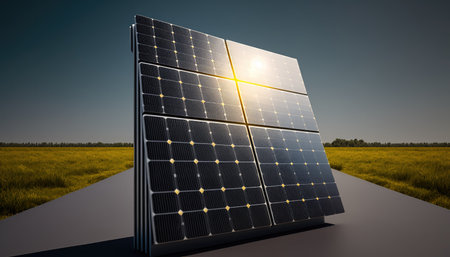 solar panels, solar power plant. Blue solar panels. Alternative source of electricity. Solar farm. Generative AIの写真素材