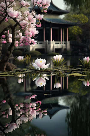 cherry blossom season in Japan. generative AIの素材