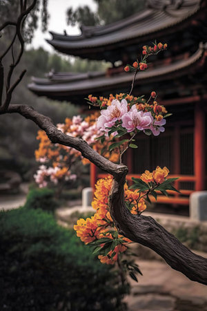 cherry blossom season in Japan. generative AIの素材