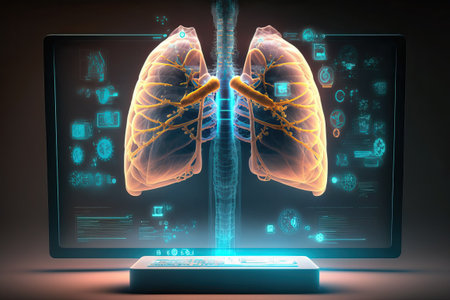 futuristic image of a medical device for the study of human health. generative AIの素材