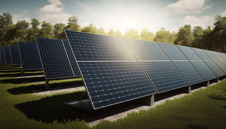 solar panels, solar power plant. Blue solar panels. Alternative source of electricity. Solar farm....