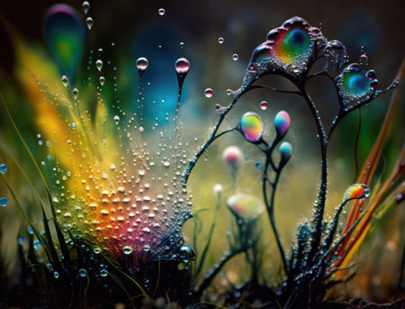 abstract background. psychedelic macro image of plants. generative AIの写真素材