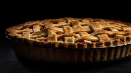 Photo for homemade cakes. apple pie is fresh and hot with filling. rustic style. generative AI - Royalty Free Image