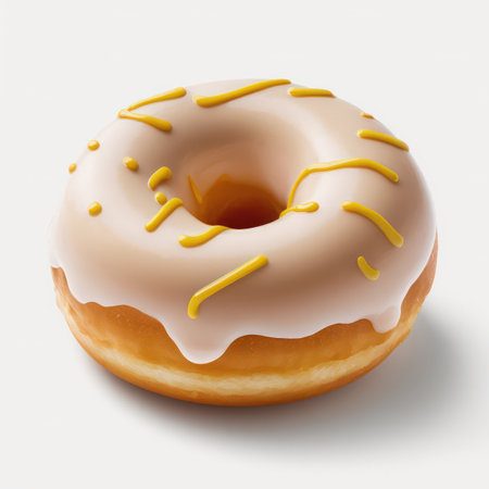 a doughnut covered with glaze. isolate on white background. generative AIの素材